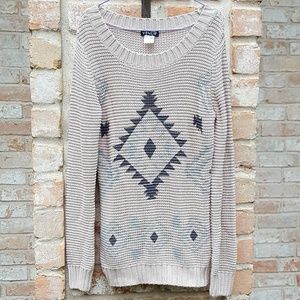 Venus Aztec pullover sweater beige blue S